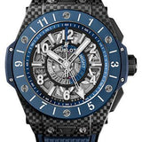 Hublot Big Bang Unico Gmt Carbon Blue Ceramic Watch - 45 mm - Blue And Black Skeleton Dial-471.QL.7127.RX