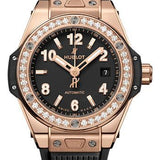 Hublot Big Bang One Click King Gold Diamonds Watch - 33 mm - Black Dial - Black Rubber Strap-485.OX.1180.RX.1204