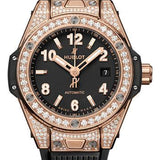 Hublot Big Bang One Click King Gold Pave Watch - 33 mm - Black Dial - Black Rubber Strap-485.OX.1180.RX.1604