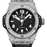 Hublot Big Bang One Click Steel Pave Watch - 33 mm - Black Dial - Black Rubber Strap-485.SX.1170.RX.1604