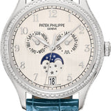 Patek Philippe Complications Annual Calendar Moon Phases White Gold Silver Dial - 4947G-010