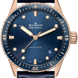 Blancpain Fifty Fathoms Bathyscaphe Sedna Gold Blue Canvas Men's Watch - 5000 36S40 O52A