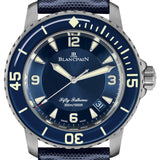 Blancpain Fifty Fathoms Automatique Titanium Blue Canvas Men's Watch - 5015 12B40 O52A