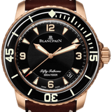 Blancpain Fifty Fathoms Automatique Red Gold Barennia Leather Men's Watch - 5015A 3630 63B