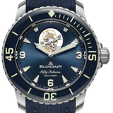 Blancpain Fifty Fathoms Tourbillon 8 Jours Titanium Blue Canvas Men's Watch - 5025 12B40 O52B