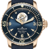 Blancpain Fifty Fathoms Tourbillon 8 Jours Red Gold Blue Canvas Men's Watch - 5025 36B40 O52B