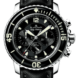 Blancpain Fifty Fathoms Bathyscaphe Chronographe Flyback 45mm Steel Black Canvas Men's Watch - 5085F 1130 52A