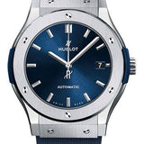 Hublot Classic Fusion Titanium Blue Watch - 45 mm - Blue Dial - Blue Lined Rubber Strap-511.NX.7170.RX