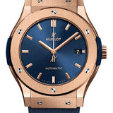 Hublot Classic Fusion King Gold Blue Watch - 45 mm - Blue Dial - Blue Lined Rubber Strap-511.OX.7180.RX