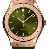 Hublot Classic Fusion King Gold Green Watch - 45 mm - Green Dial - Green Lined Rubber Strap-511.OX.8980.RX