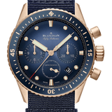 Blancpain Fifty Fathoms Bathyscaphe Chronographe Flyback Red Gold Blue NATO Men's Watch - 5200 3640 NAOA