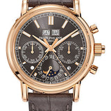 Patek Philippe Grand Complications Split Seconds Chronograph Pertetual Calendar Watch - 40.2mm Rose Gold Case - Grey Dial - Grey Strap - 5204R-011