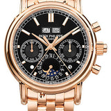 Patek Philippe Grand Complications Split Seconds Chronograph Pertetual Calendar Watch - 40.2mm Rose Gold Case - Black Dial - Rose Gold Bracelet - 5204/1R-001