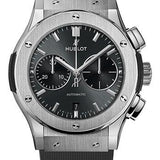 Hublot Classic Fusion Racing Grey Chronograph Titanium Watch - 45 mm - Gray Dial - Gray Lined Rubber Strap-521.NX.7071.RX