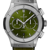 Hublot Classic Fusion Chronograph Titanium Green Watch - 42 mm - Green Dial - Black Rubber and Green Leather Strap-541.NX.8970.LR