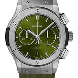 Hublot Classic Fusion Chronograph Titanium Green Watch - 42 mm - Green Dial - Green Lined Rubber Strap-541.NX.8970.RX