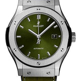 Hublot Classic Fusion Titanium Green Watch - 42 mm - Green Dial - Black Rubber and Green Leather Strap-542.NX.8970.LR