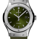 Hublot Classic Fusion Titanium Green Watch - 42 mm - Green Dial - Green Lined Rubber Strap-542.NX.8970.RX