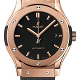 Hublot Classic Fusion King Gold Watch - 42 mm - Black Dial - Black Lined Rubber Strap-542.OX.1181.RX