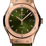 Hublot Classic Fusion King Gold Green Watch - 42 mm - Green Dial - Black Rubber and Green Leather Strap-542.OX.8980.LR