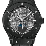 Hublot Classic Fusion Aerofusion Moonphase Black Magic Watch - 42 mm - Sapphire Dial - Black Rubber and Leather Strap-547.CX.0170.LR