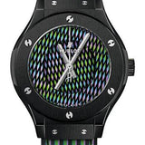 Hublot Classic Fusion Cruz Diez Ceramic Watch - 38 mm - Cruz Diez Two-Level Dial - Black Rubber and Cruz Diez Leather Strap-565.CX.8900.VR.CZD19