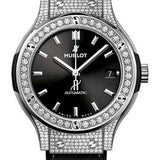 Hublot Classic Fusion Titanium Pave Watch - 38 mm - Black Dial - Black Rubber and Leather Strap-565.NX.1470.LR.1604