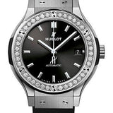 Hublot Classic Fusion Titanium Diamonds Watch - 38 mm - Black Dial - Black Lined Rubber Strap-565.NX.1470.RX.1204