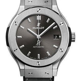 Hublot Classic Fusion Racing Grey Titanium Watch - 38 mm - Gray Dial - Black Rubber and Gray Leather Strap-565.NX.7071.LR