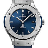 Hublot Classic Fusion Titanium Blue Watch - 38 mm - Blue Dial - Blue Lined Rubber Strap-565.NX.7170.RX