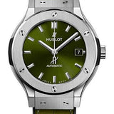 Hublot Classic Fusion Titanium Green Watch - 38 mm - Green Dial - Black Rubber and Green Leather Strap-565.NX.8970.LR