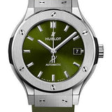 Hublot Classic Fusion Titanium Green Watch - 38 mm - Green Dial - Green Lined Rubber Strap-565.NX.8970.RX