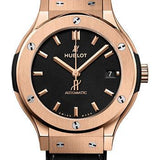 Hublot Classic Fusion King Gold Watch - 38 mm - Black Dial - Black Rubber and Leather Strap-565.OX.1181.LR