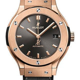 Hublot Classic Fusion Racing Grey King Gold Watch - 38 mm - Gray Dial - Black Rubber and Gray Leather Strap-565.OX.7081.LR