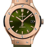 Hublot Classic Fusion King Gold Green Watch - 38 mm - Green Dial - Green Lined Rubber Strap-565.OX.8980.RX