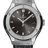 Hublot Classic Fusion Racing Grey Titanium Watch - 33 mm - Gray Dial - Black Rubber and Gray Leather Strap-581.NX.7071.LR