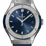 Hublot Classic Fusion Titanium Blue Watch - 33 mm - Blue Dial - Blue Lined Rubber Strap-581.NX.7170.RX