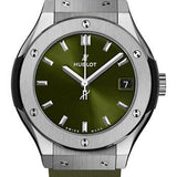 Hublot Classic Fusion Titanium Green Watch - 33 mm - Green Dial - Green Lined Rubber Strap-581.NX.8970.RX