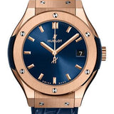 Hublot Classic Fusion King Gold Blue Watch - 33 mm - Blue Dial - Blue Rubber and Leather Strap-581.OX.7180.LR