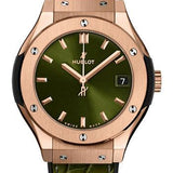 Hublot Classic Fusion King Gold Green Watch - 33 mm - Green Dial - Black Rubber and Green Leather Strap-581.OX.8980.LR