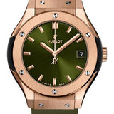 Hublot Classic Fusion King Gold Green Watch - 33 mm - Green Dial - Green Lined Rubber Strap-581.OX.8980.RX