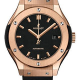 Hublot Classic Fusion King Gold Watch - 33 mm - Black Dial - Black Rubber and Leather Strap-582.OX.1180.RX