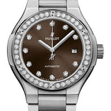 Hublot Classic Fusion Titanium Brown Diamonds Bracelet Watch - 33 mm - Brown Dial-585.NX.897M.NX.1204