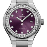 Hublot Classic Fusion Titanium Purple Diamonds Bracelet Watch - 33 mm - Purple Dial-585.NX.897V.NX.1204