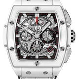 Hublot Spirit of Big Bang White Ceramic Watch - 42 mm - Sapphire Dial - Black Rubber and White Leather Strap-641.HX.0173.LR