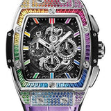 Hublot Spirit of Big Bang Titanium Rainbow Watch - 42 mm - Sapphire Crystal Dial - Black Rubber and Multicolored Leather Strap-641.NX.0117.LR.0999