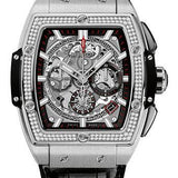 Hublot Spirit of Big Bang Titanium Diamonds Watch - 42 mm - Sapphire Dial - Black Rubber and Leather Strap-641.NX.0173.LR.1104