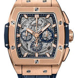 Hublot Spirit of Big Bang King Gold Blue Watch - 42 mm - Sapphire Dial - Blue Rubber and Leather Strap-641.OX.7180.LR