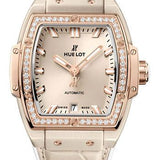 Hublot Spirit of Big Bang Beige Ceramic King Gold Diamonds Watch - 39 mm - Beige Dial - White Rubber and Beige Alligator Strap-665.CZ.898B.LR.1204