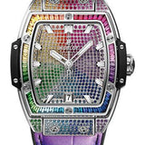 Hublot Spirit of Big Bang Titanium Rainbow Watch - 39 mm - Sapphire Crystal Dial - Black Rubber and Multicolored Leather Strap-665.NX.9910.LR.0999